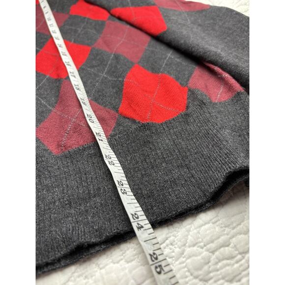 Pendleton Merino Wool Sweater Size XL Red Gray Argyle Turtleneck Preppy Academia - Picture 5 of 5